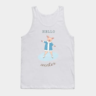 hello winter with cute piggy Tank Top